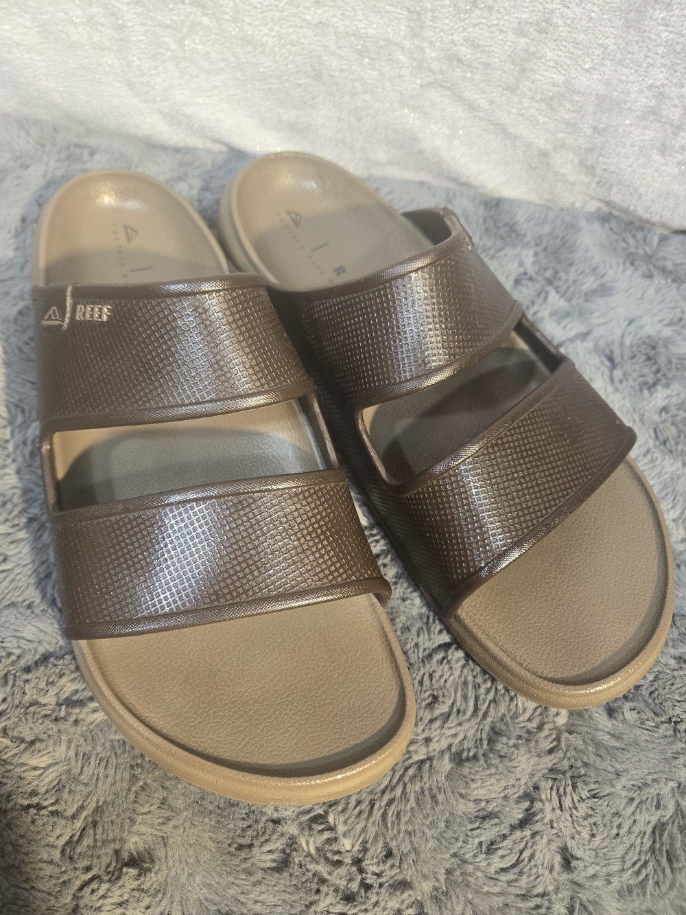 Reef Men’s Brown Double-Strap Vegan Sugarcane Slide Sandals